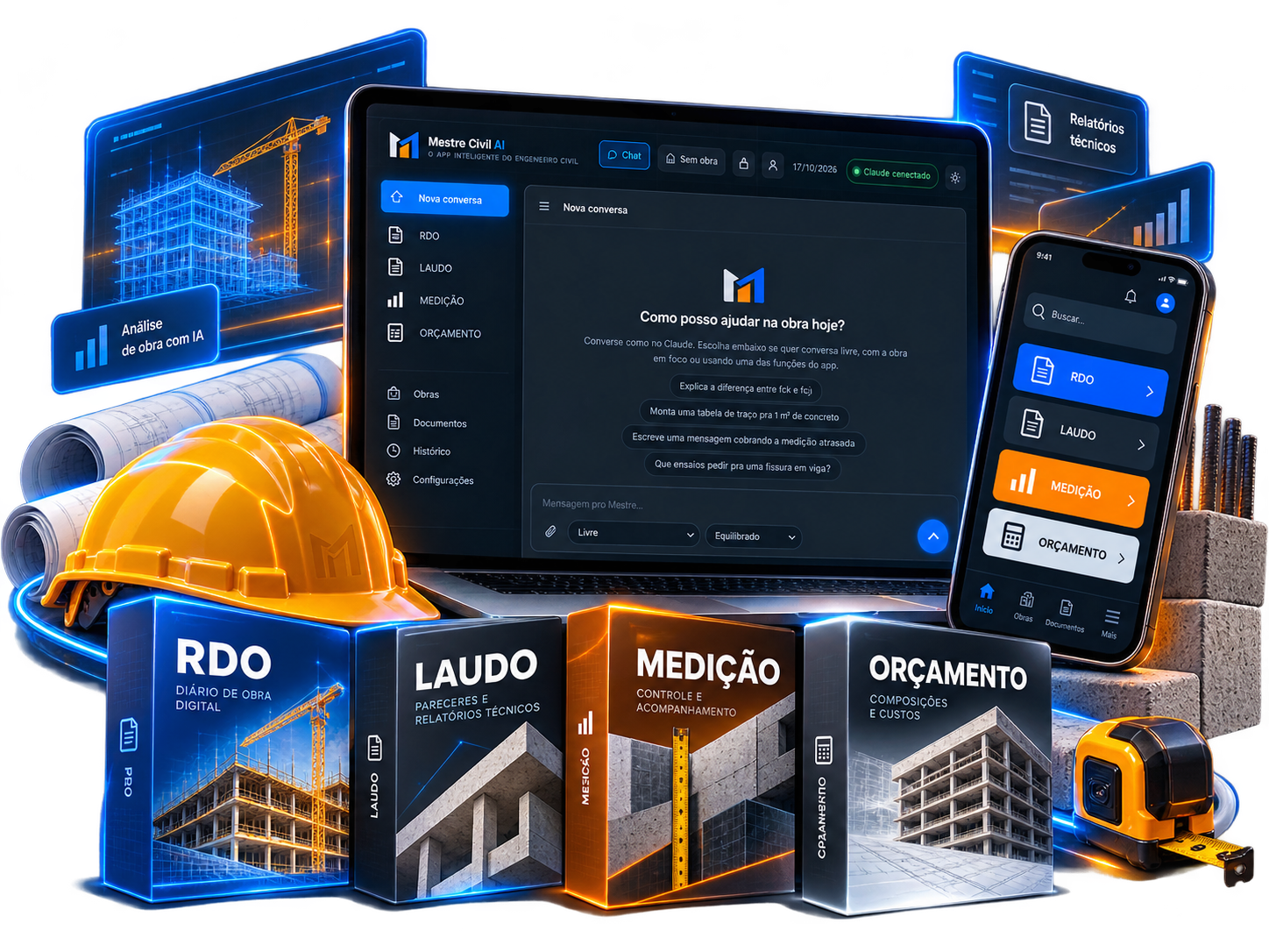 Mockup do app Mestre Civil AI